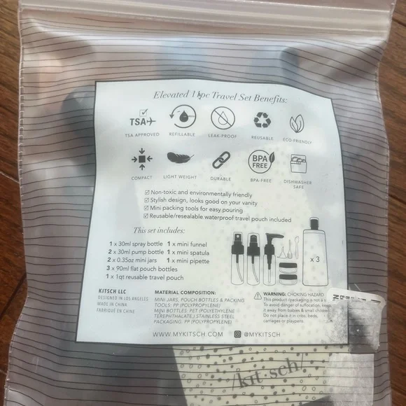 Kitsch Elevated Travel Set in Black and White - Picture 2 of 2